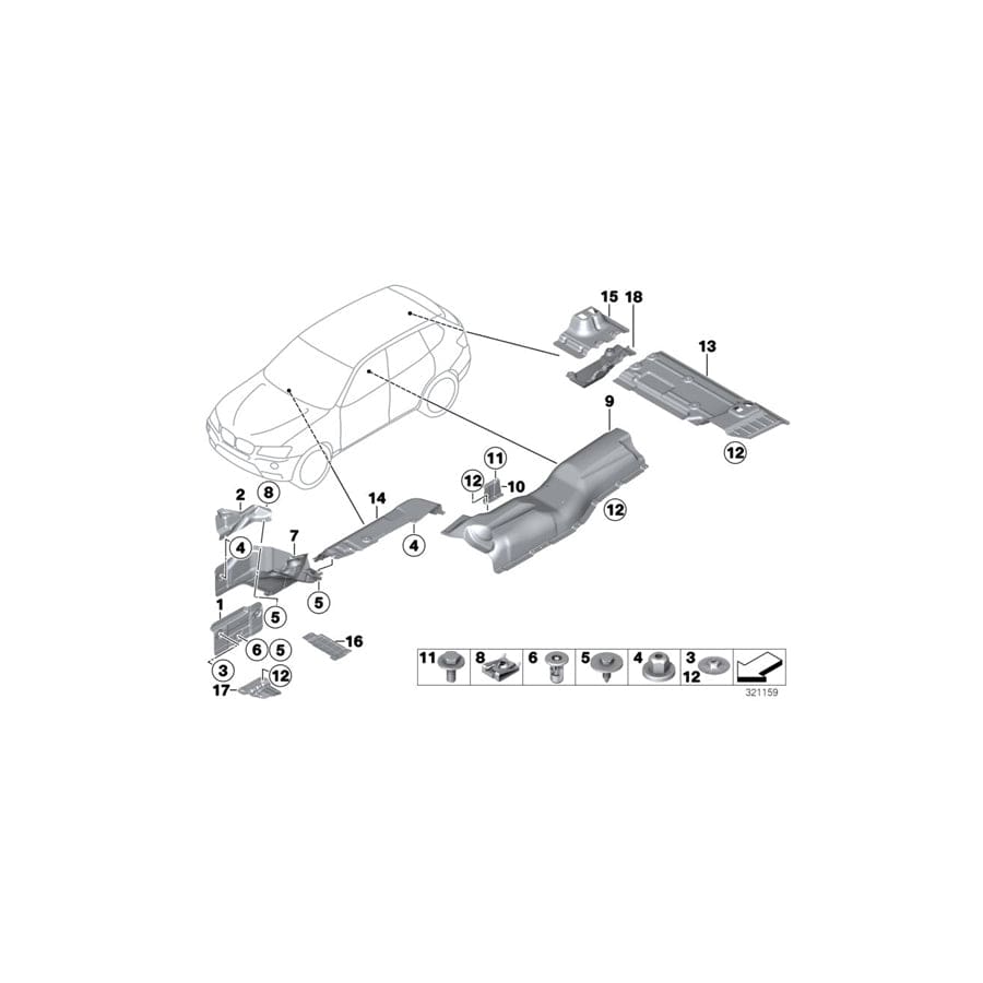 Genuine BMW 51487213685 F25 F26 Tunnel Heat Insulator (Inc. X4) | ML Performance EU Car Parts