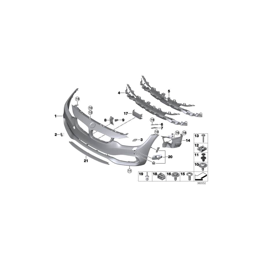 Genuine BMW 51117432612 F33 F36 F32 Insert, Air Intake, Center LINES ACC (Inc. 435dX, 420iX & 425d) | ML Performance EU Car Parts