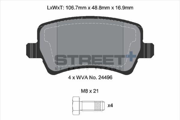 PAGID Racing T8076SP2001 STREET+ Brake Pads