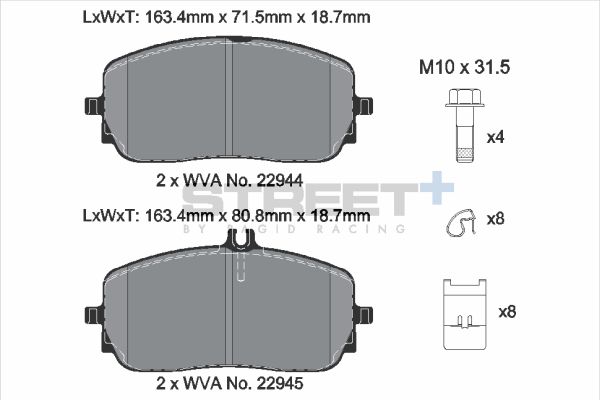 PAGID Racing T8212SP2001 STREET+ Brake Pads