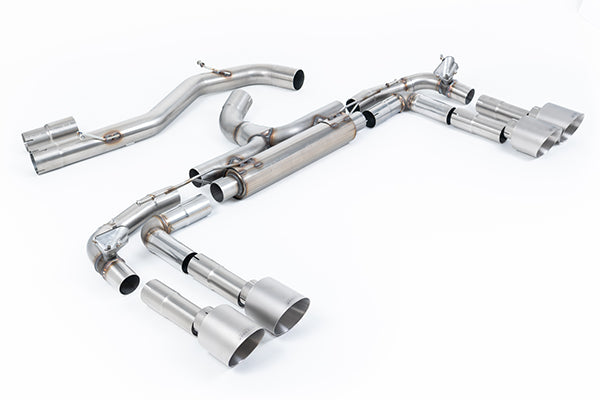Milltek SSXAU1021 Audi Race System - 80mm Non-Resonated Cat-Back With GT-115 Brushed Titanium Tips (Loudest) (Inc. S3)