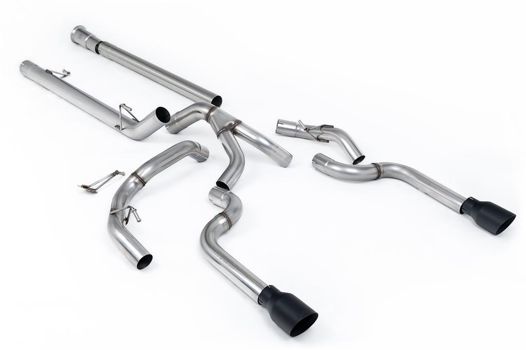 MillTek-SSXFD481-Cat-back Dual Outlet (Non Tremor Models) - Non-Resonated (Louder) with 2 x GT-100 Cerakote Black Tips | ML Performance Car Parts