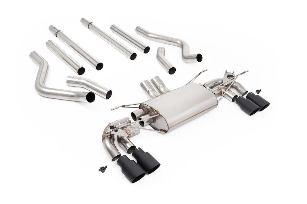 MillTek-SSXLR235-Particulate Filter-back OPF/GPF Back Non-Resonated Valved System (Louder) with Quad GT-90 Cerakote Black Trims | ML Performance Car Parts