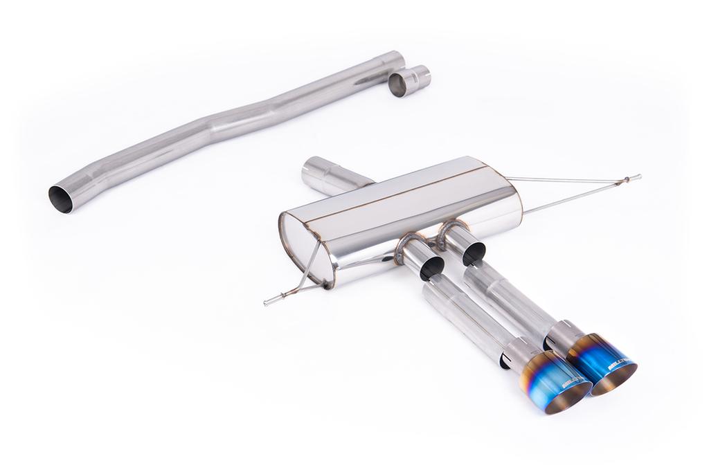 MillTek-SSXM495-Particulate Filter-back Non-Resonated (louder) OPF/GPF Back Systems for Sport Diffuser only (Requires Cutting) with GT-100 Burnt/Blue TitaniumTips | ML Performance Car Parts