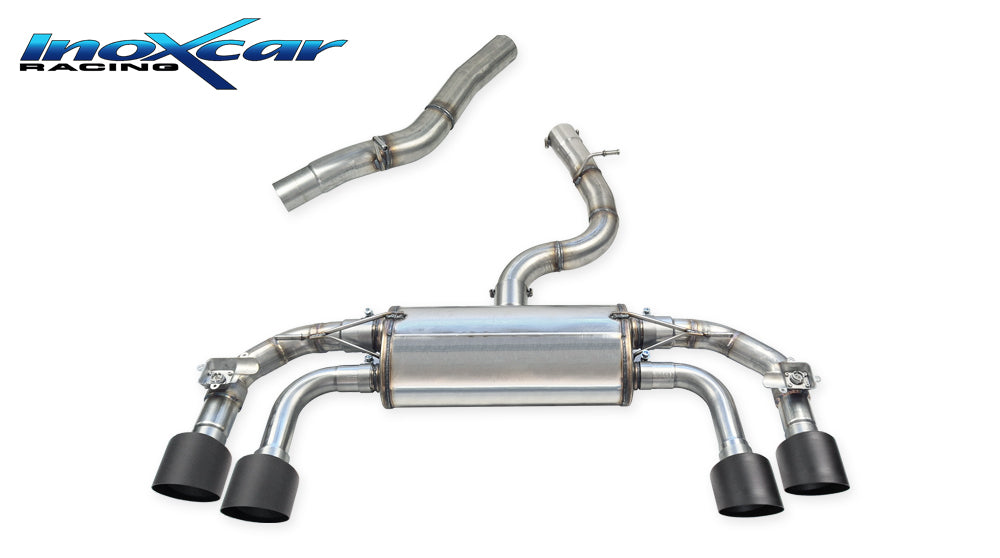 InoXcar VALV.GOLF8R.01.114CBLACK Volkswagen Golf 8 R Direct Central Pipe + Rear Silencer With End Pipe 2 X Diam. 114 Racing Black Ceramic R+L + Valves Assembly With Original Electric Engines 1 | ML Performance EU Car Parts