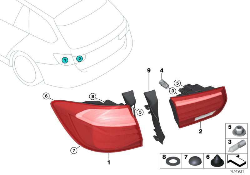 Genuine BMW 63217372210 Rear Light In The Side Panel, Right | ML Performance EU Car Parts
