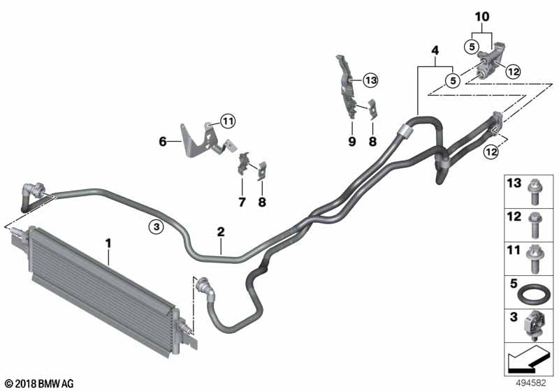 Genuine BMW 17228654910 Transmission Oil Cooler Line, Flow | ML Performance US Car Parts
