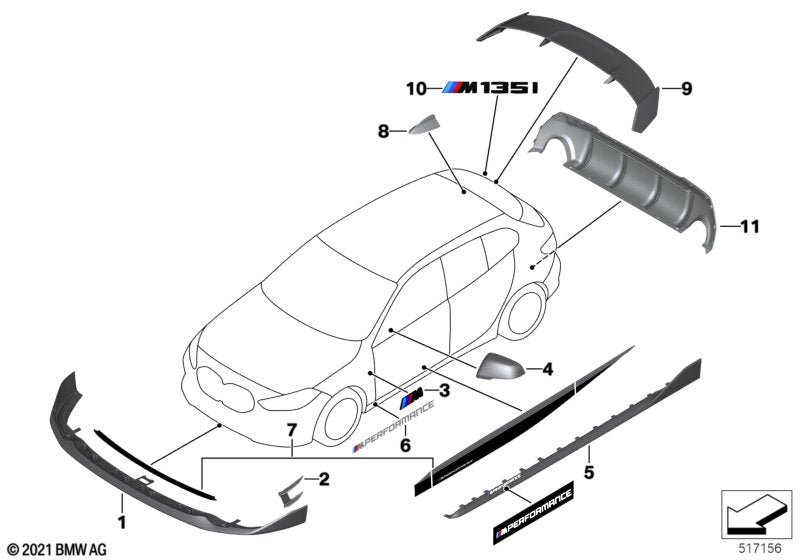 Genuine BMW 51119850695 Spoiler Edge | ML Performance US Car Parts