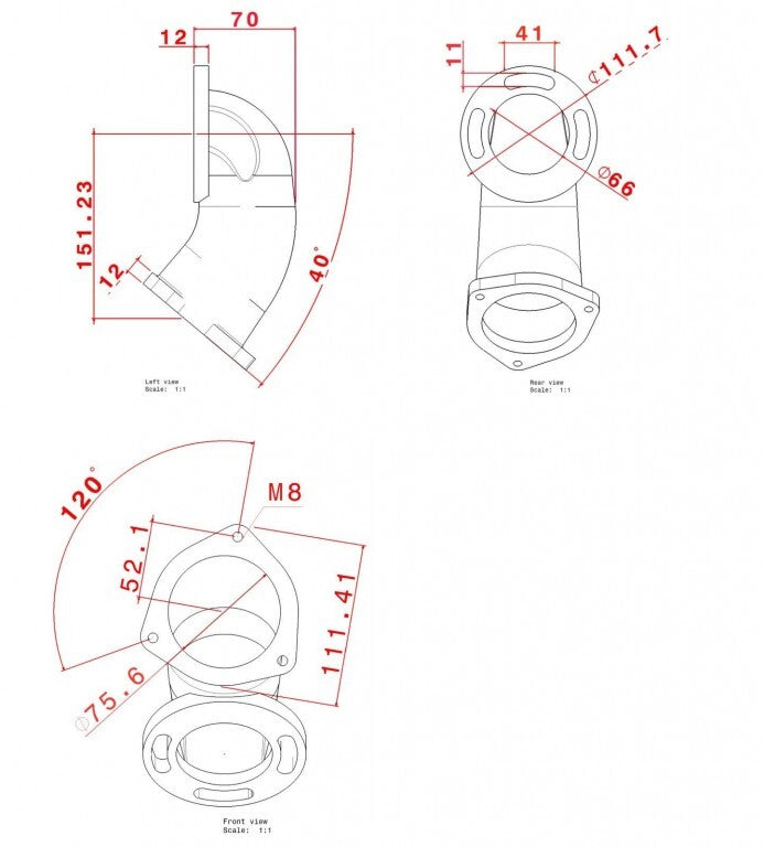 Turbozentrum 249083 universal Guss Downpipe 135°