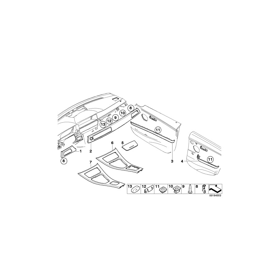 Genuine BMW 51169170952 E90 E92 E91 Cover Center Console SPACEGRAU (Inc. 320i, 325xi & 323i) | ML Performance EU Car Parts