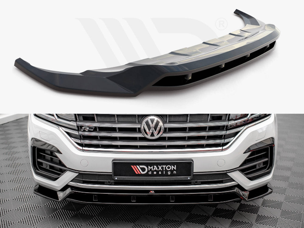 Maxton Design VW-TO-3-RLINE-FD1T+FD1RT Front Splitter VW Touareg R-line MK3 (2018-) | ML Performance UK Car Parts