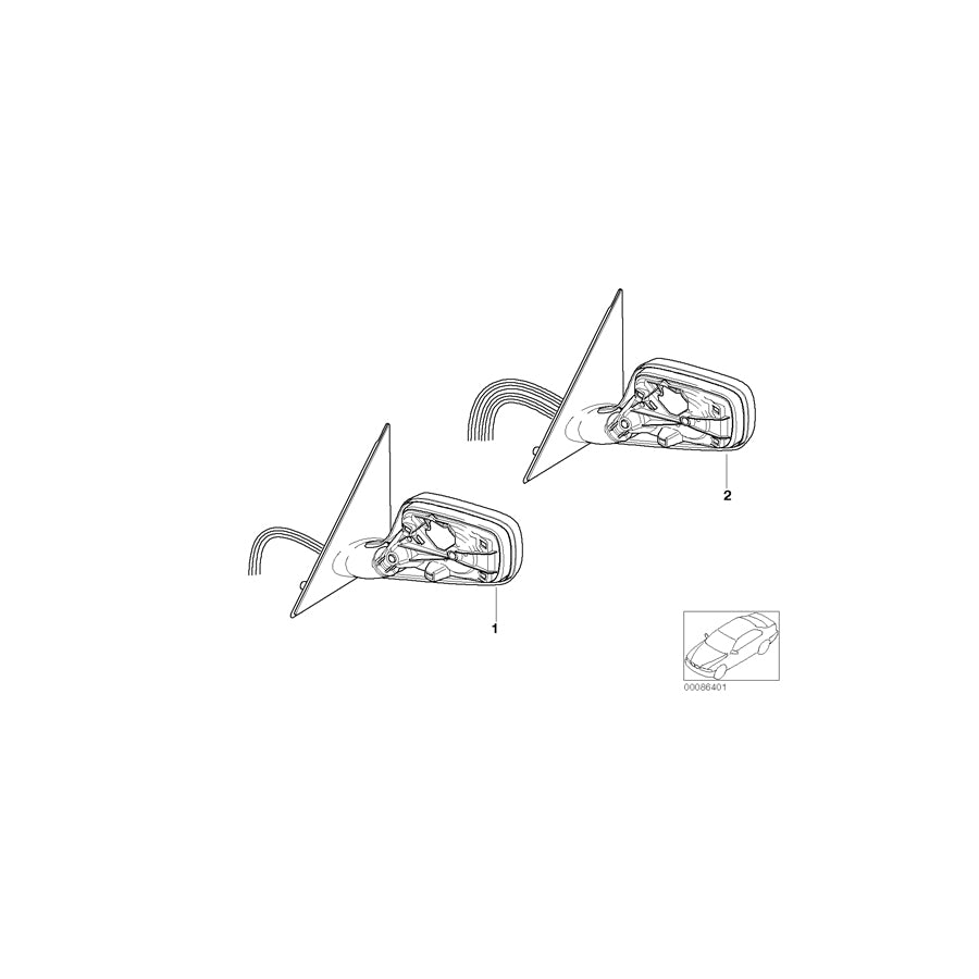 Genuine BMW 51167190208 E65 E66 Outside Mirror W/Out Glass Heated Right SHADOW-LINE (Inc. 750i, 745Li & 740Li) | ML Performance EU Car Parts