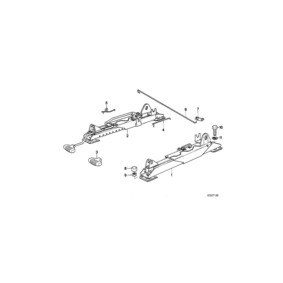 Genuine BMW 52101941977 E30 Seat Rail Inner Left (Inc. 320i, 318i & 320is) | ML Performance EU Car Parts