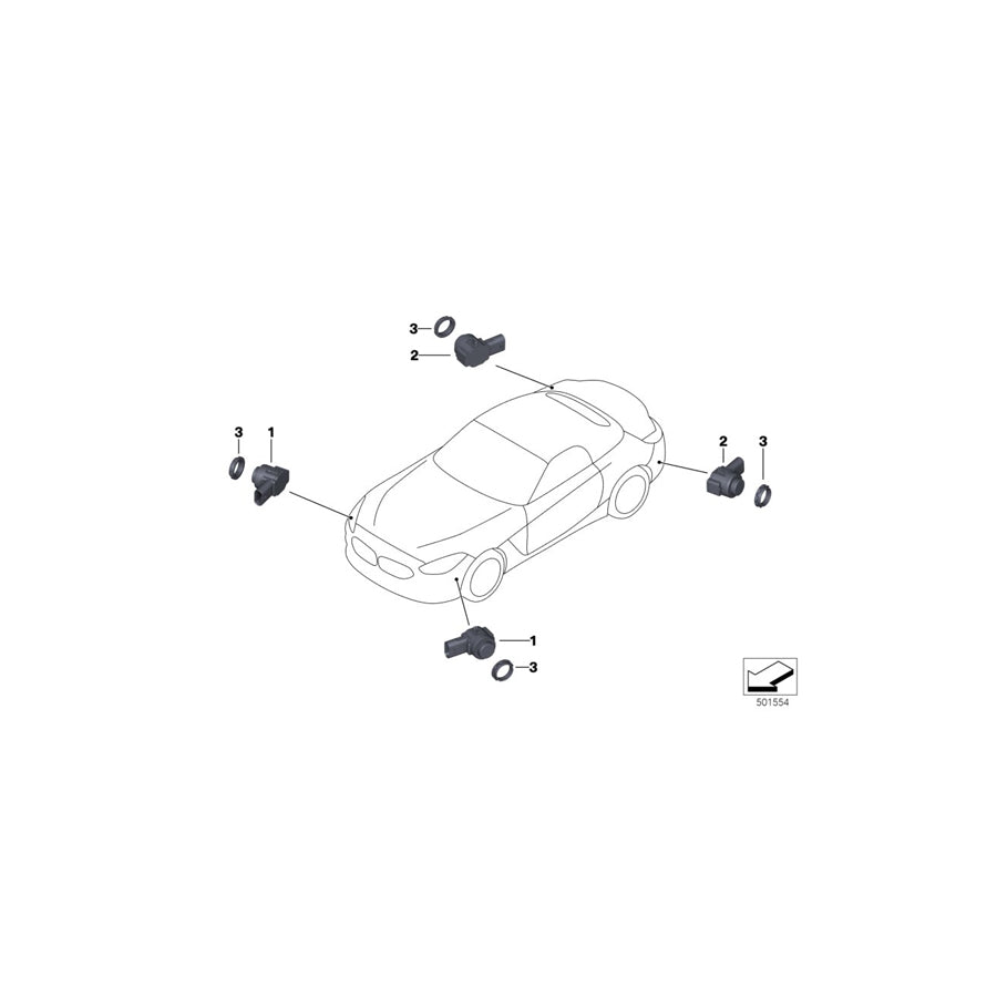 Genuine BMW 66209472275 G29 Ultrasonic Sensor, Frozen Gray Ii WC37 (Inc. Z4 20i, Z4 30i & Z4 M40i) | ML Performance EU Car Parts