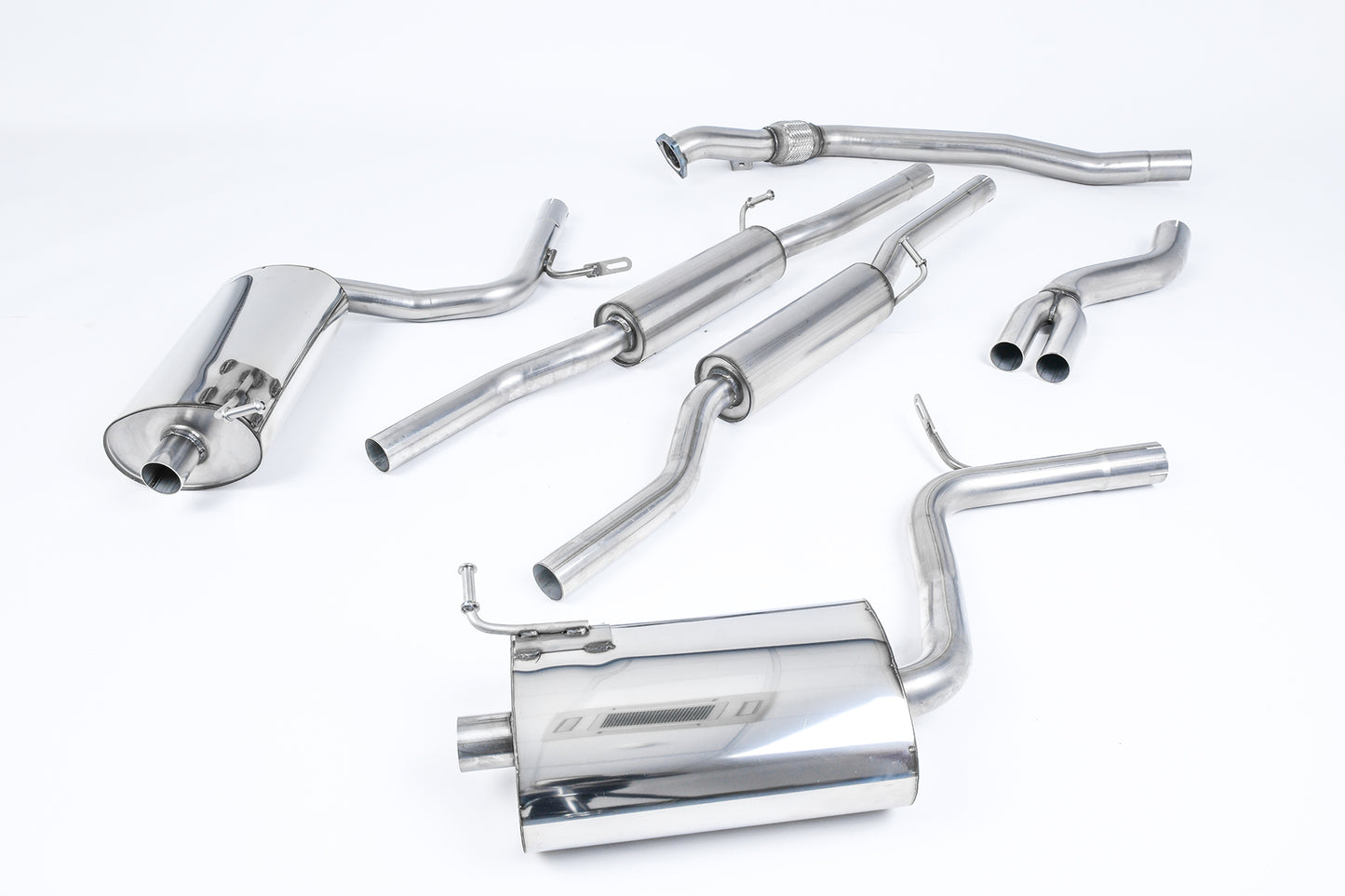 MillTek SSXAU512 Audi A4 Resonated Cat-Back Exhaust with 90mm GT-90 Detachable Trims