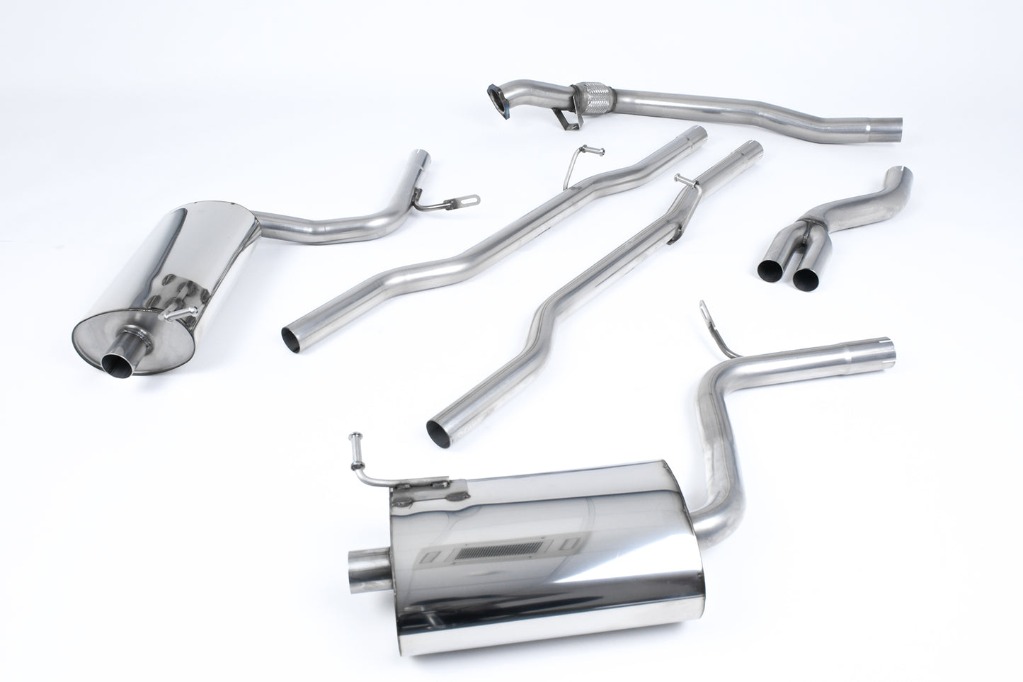 MillTek SSXAU509 Audi A4 Non-Resonated Cat-Back Exhaust with 90mm GT-90 Detachable Trims