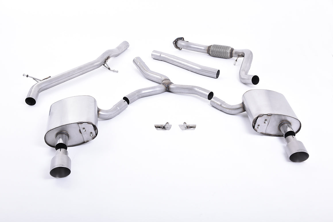 MillTek SSXAU617 Audi A4 Non-Resonated Cat-Back Exhaust with Dual GT-100 Titanium Trims