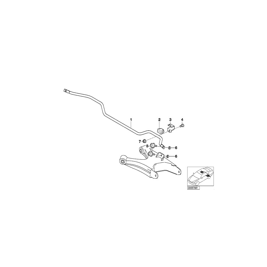 Genuine BMW 33551096758 E52 Stabilizer, Rear D=14MM (Inc. ALPINA V8 & Z8) | ML Performance EU Car Parts