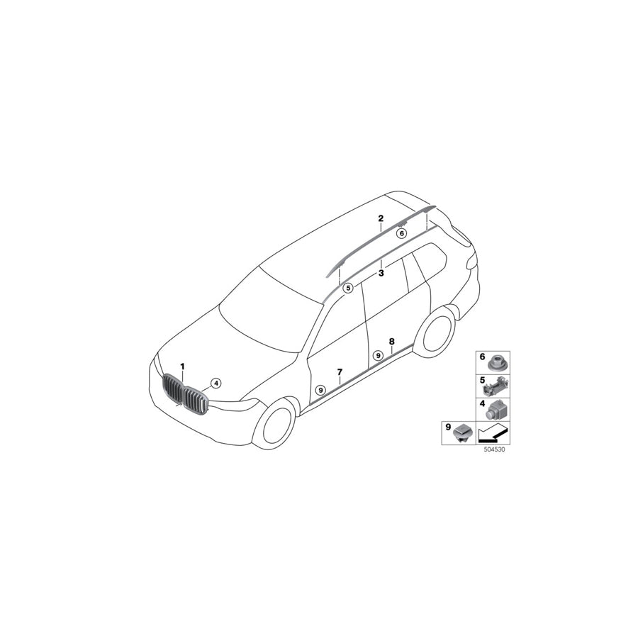 Genuine BMW 51117416904 G07 Roof Molding Painted Right (Inc. X7 M50iX, X7 40iX & X7 30dX) | ML Performance EU Car Parts