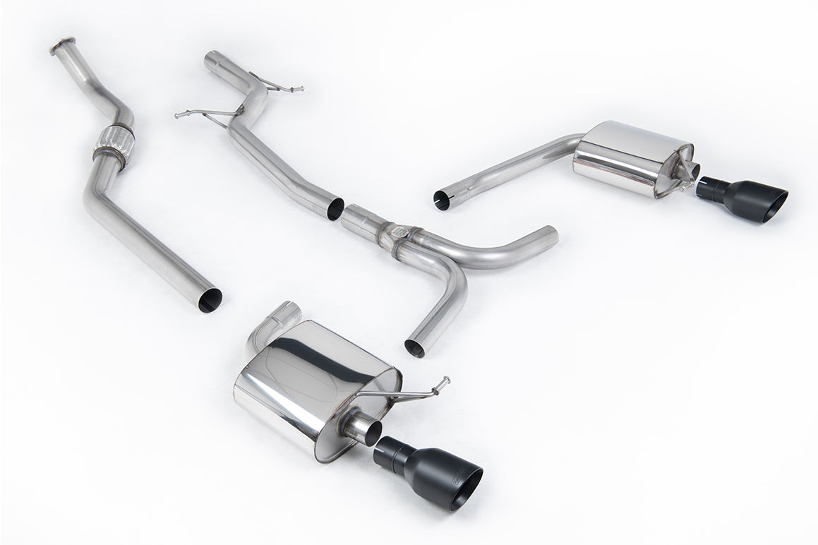 MillTek SSXAU633 Audi A4 Non-Resonated Cat-Back Exhaust with Cerakote Black Dual Outlet