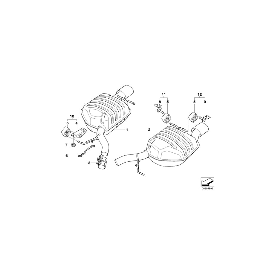 Genuine BMW 18107526382 E63 E64 Rear Muffler Right (Inc. 645Ci) | ML Performance EU