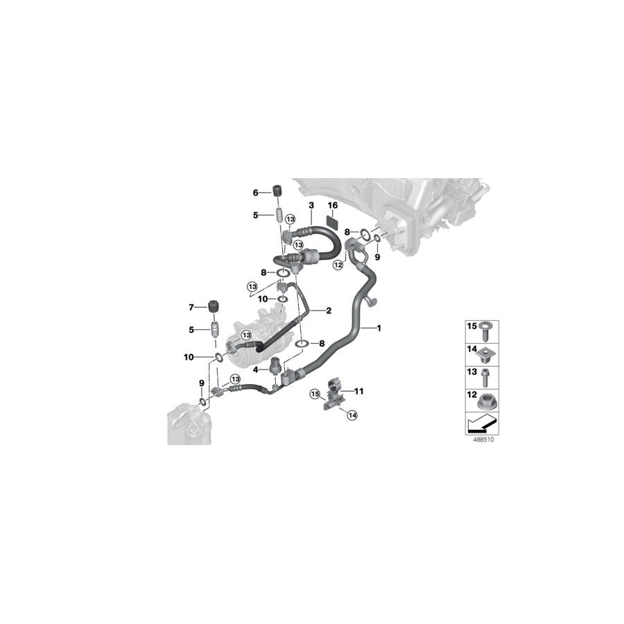 Genuine BMW 64539860604 G32 G30 G12 Pressure Hose Assy Compressor-Condenser (Inc. 530i, 630i & 520i) | ML Performance EU