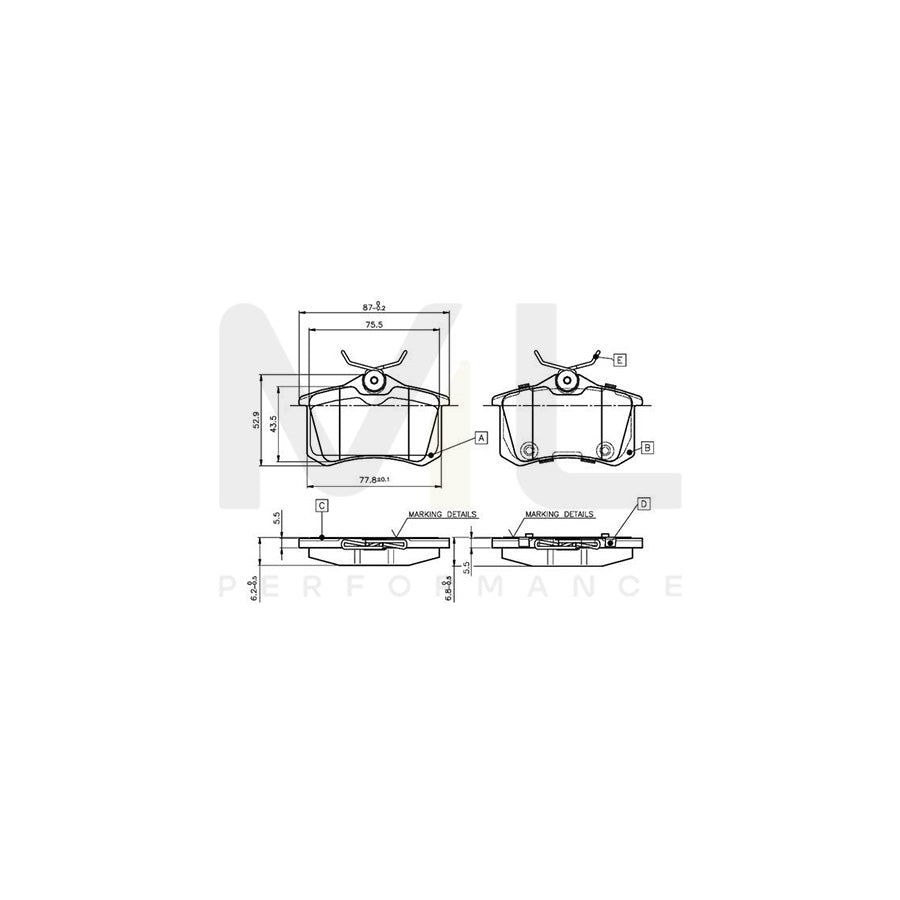 Bosch 0986Tb3066 Brake Pad Set Excl. Wear Warning Contact, With Bolts, With Accessories | ML Performance Car Parts