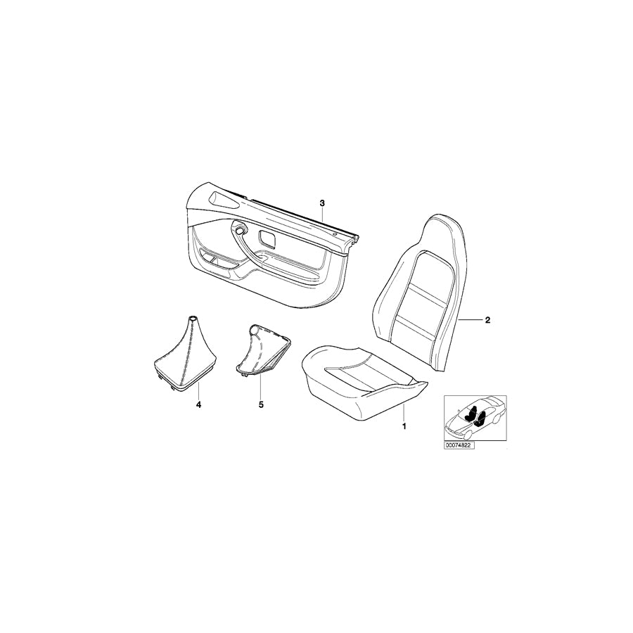 Genuine BMW 51412496762 E36 Door Lining Leather Right Q6ES ESTORILBL. (Inc. Z3 2.8, Z3 M & Z3 1.8) | ML Performance EU Car Parts