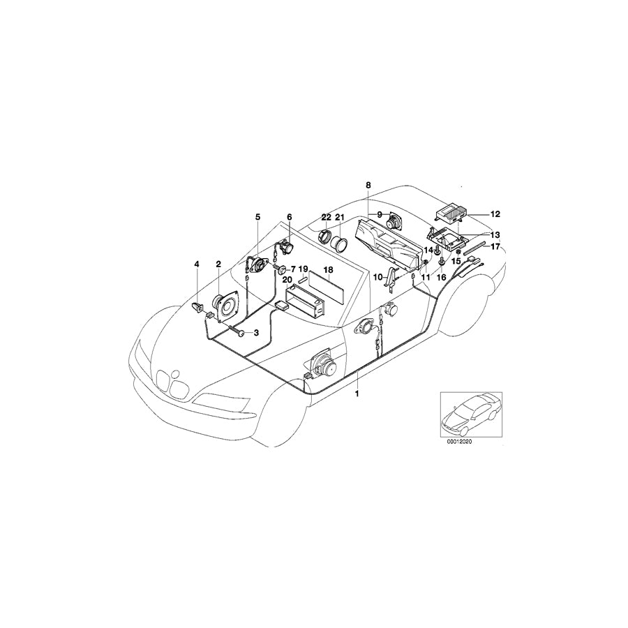Genuine BMW 61128401988 E36 Audio Wiring Harness Hifi (Inc. Z3 2.8, Z3 3.0i & Z3 1.8) | ML Performance EU Car Parts