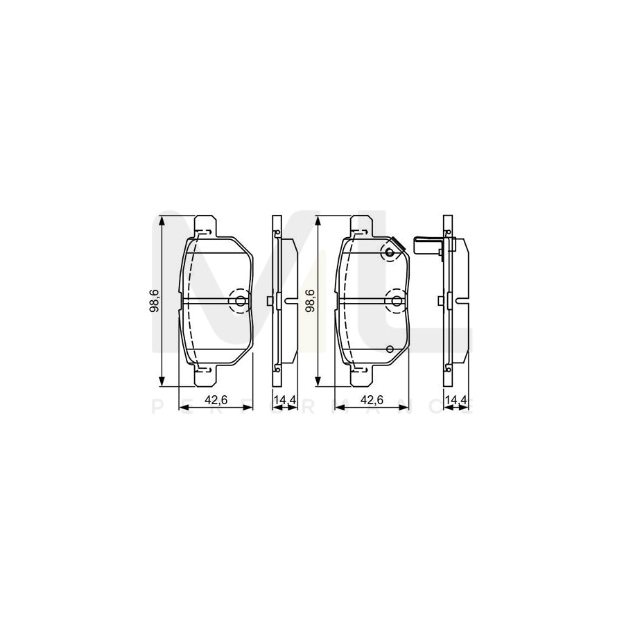 Bosch 0986495286 Brake Pad Set With Acoustic Wear Warning, With Mounting Manual BP1632 | ML Performance Car Parts