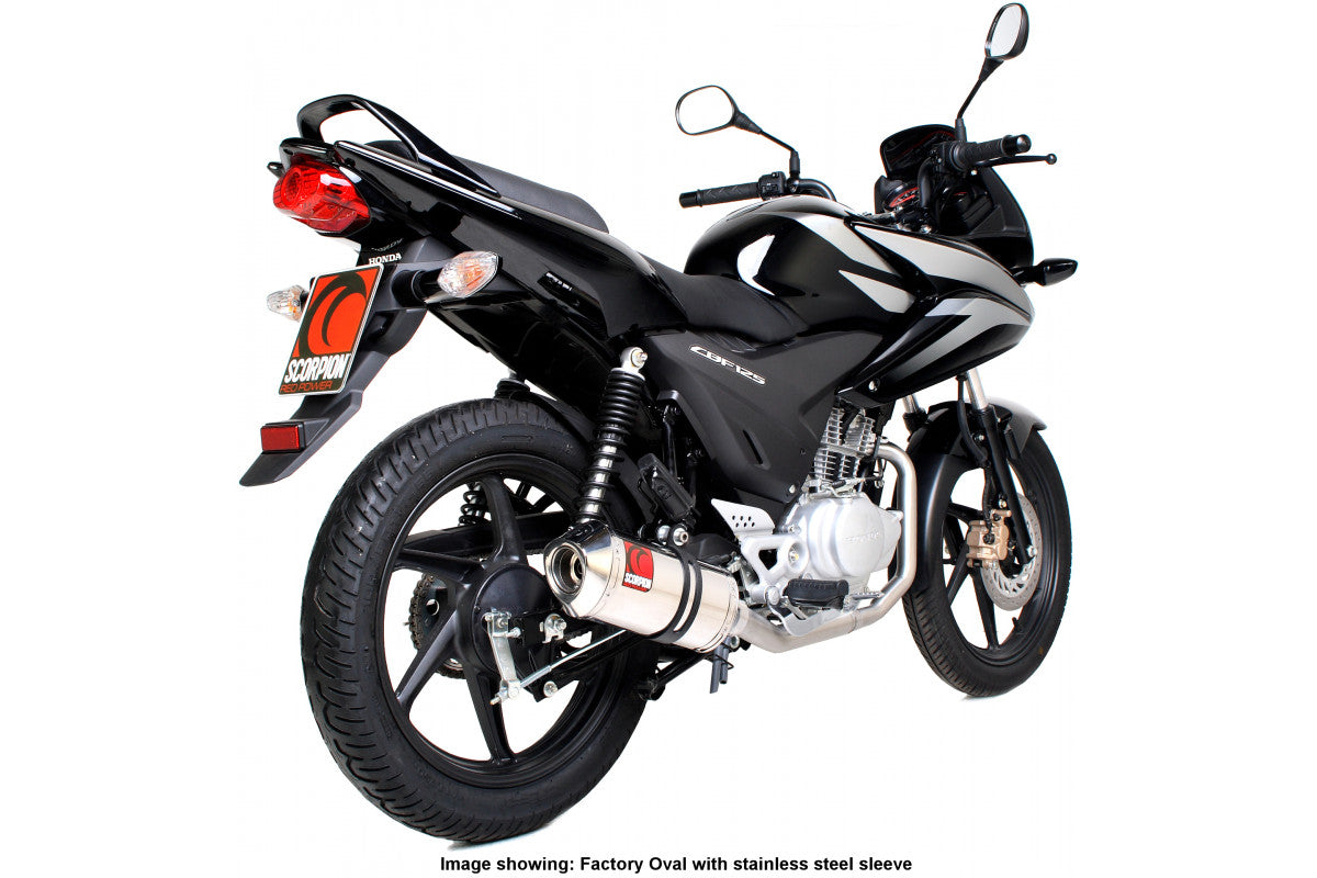 Scorpion EHA107CEO Honda CBF125 Factory Oval Full System - Carbon Fibre Sleeve | ML Performance EU EU