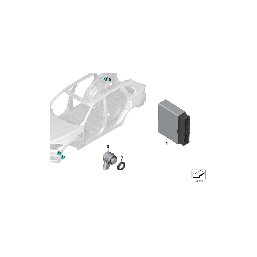 Genuine BMW 66207987050 M F25 F16 Ultrasonic Sensor, Pearl Silver WX01 (Inc. X5 50iX, X4 20iX & X5 M50dX) | ML Performance EU Car Parts