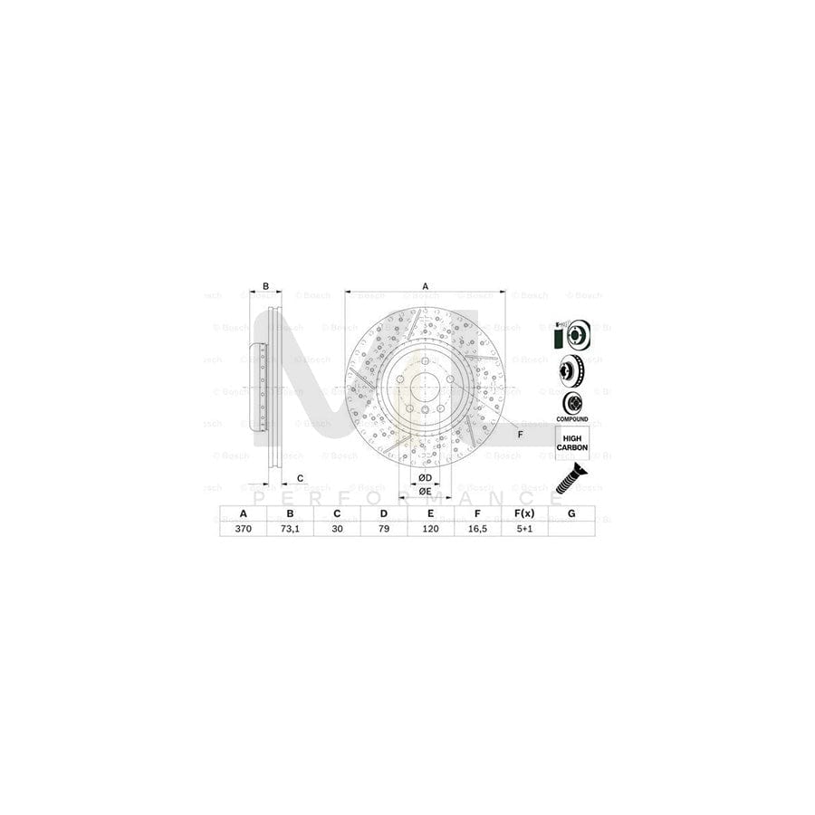 BOSCH 0 986 479 E10 Brake Disc Slotted / Perforated, Two-piece brake disc, Vented, Coated, High-carbon, with bolts/screws | ML Performance Car Parts