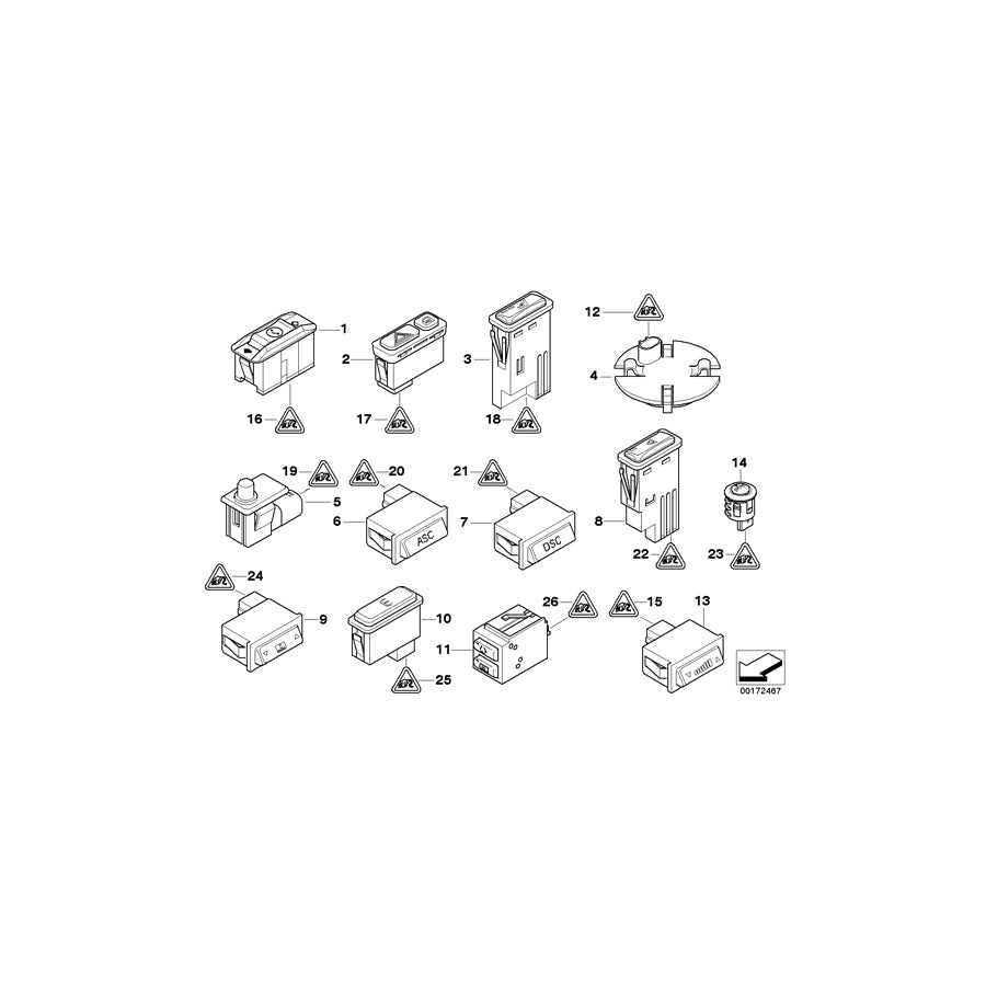 Genuine BMW 61319169291 E46 Switch For Seat Heater, Left And Right (Inc. 316i 1.9, 316i 1.6 & 330xd) | ML Performance EU Car Parts