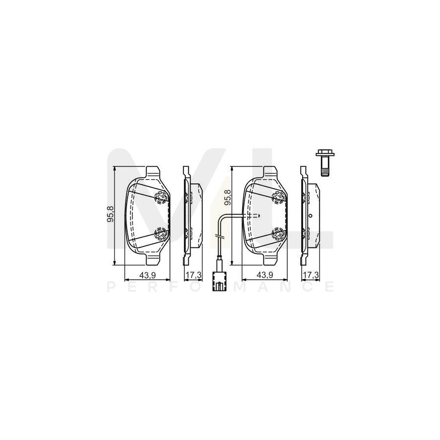 Bosch 0986Tb3162 Brake Pad Set Incl. Wear Warning Contact, With Integrated Wear Sensor, With Bolts | ML Performance Car Parts