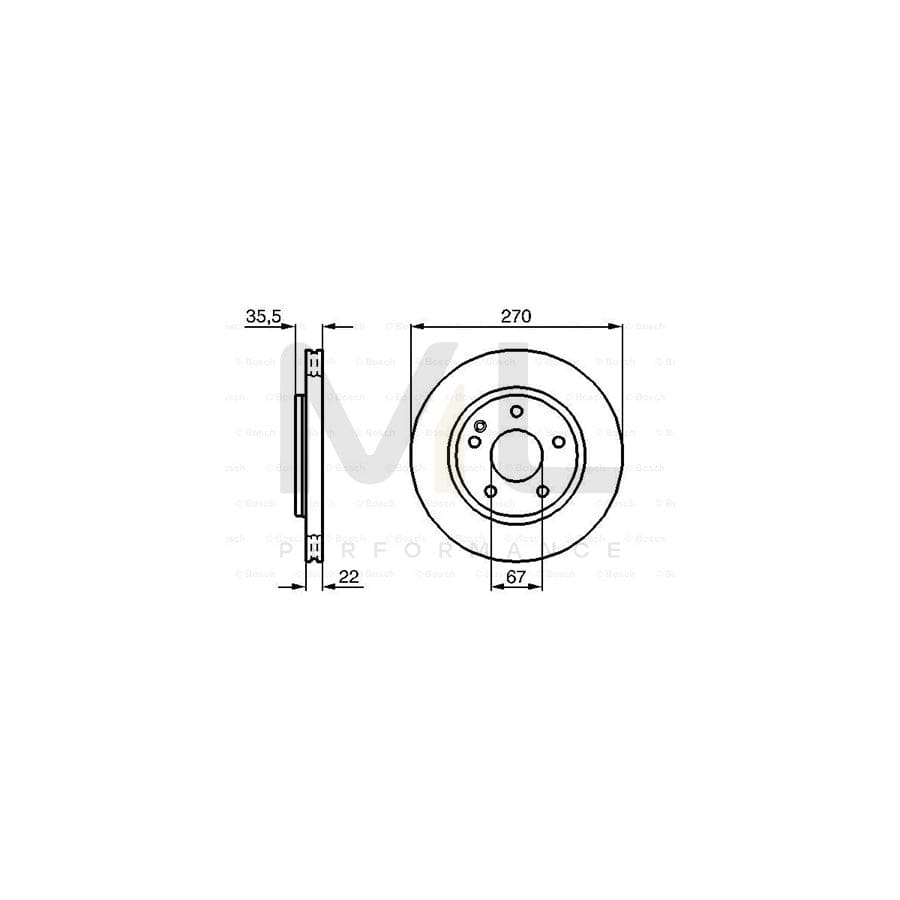 BOSCH 0 986 479 B67 Brake Disc suitable for MERCEDES-BENZ Vaneo (W414) Vented, Coated, Alloyed / High-carbon | ML Performance Car Parts