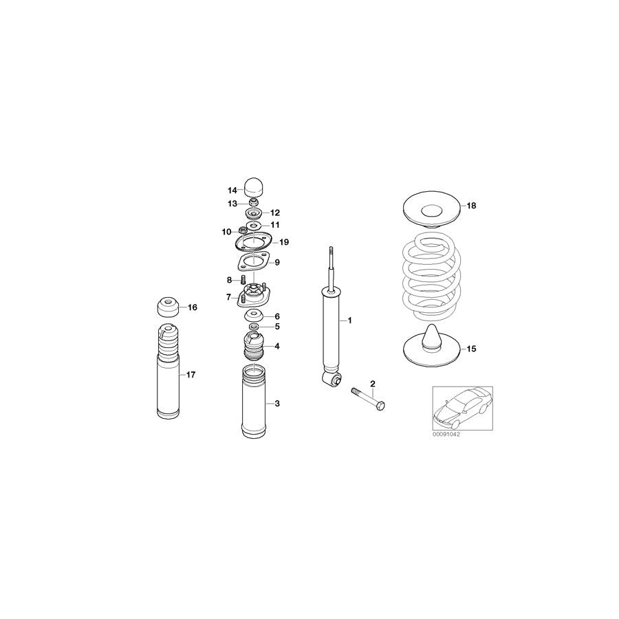 Genuine BMW 33526757045 E46 Shock Absorber, Rear (Inc. 330Ci, 320td & 318Ci) | ML Performance EU Car Parts
