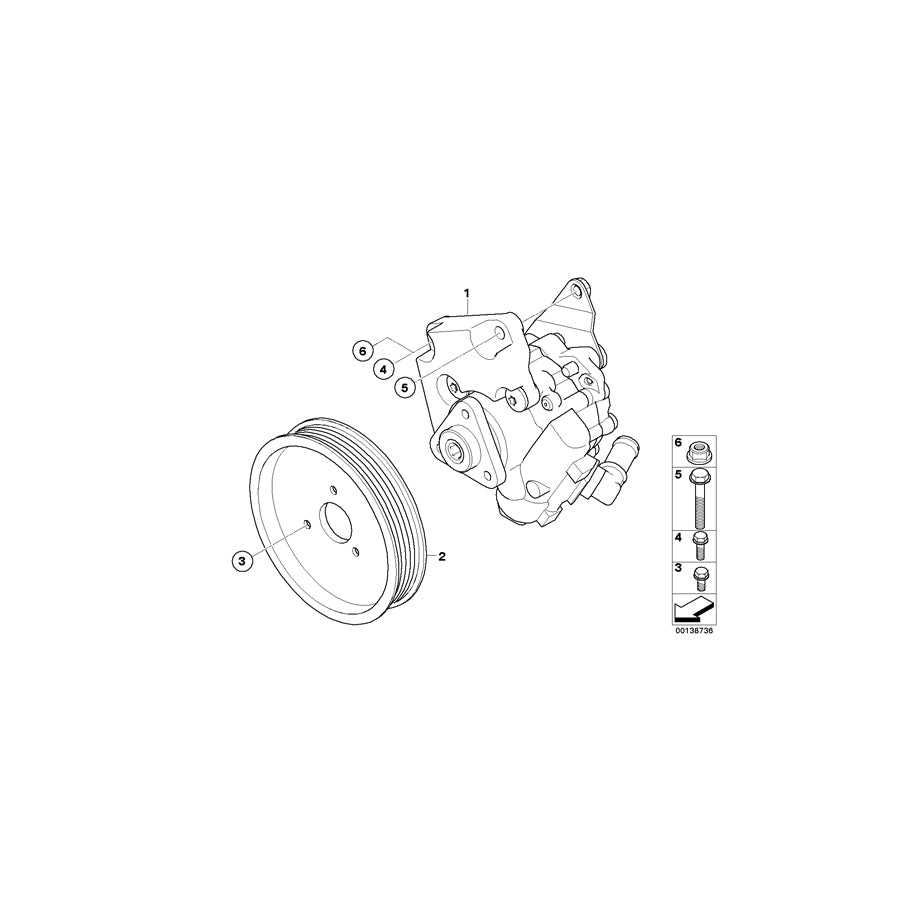 Genuine BMW 32416779363 E60 E61 Power Steering Pump ZF FP6 (Inc. 540i & 550i) | ML Performance EU