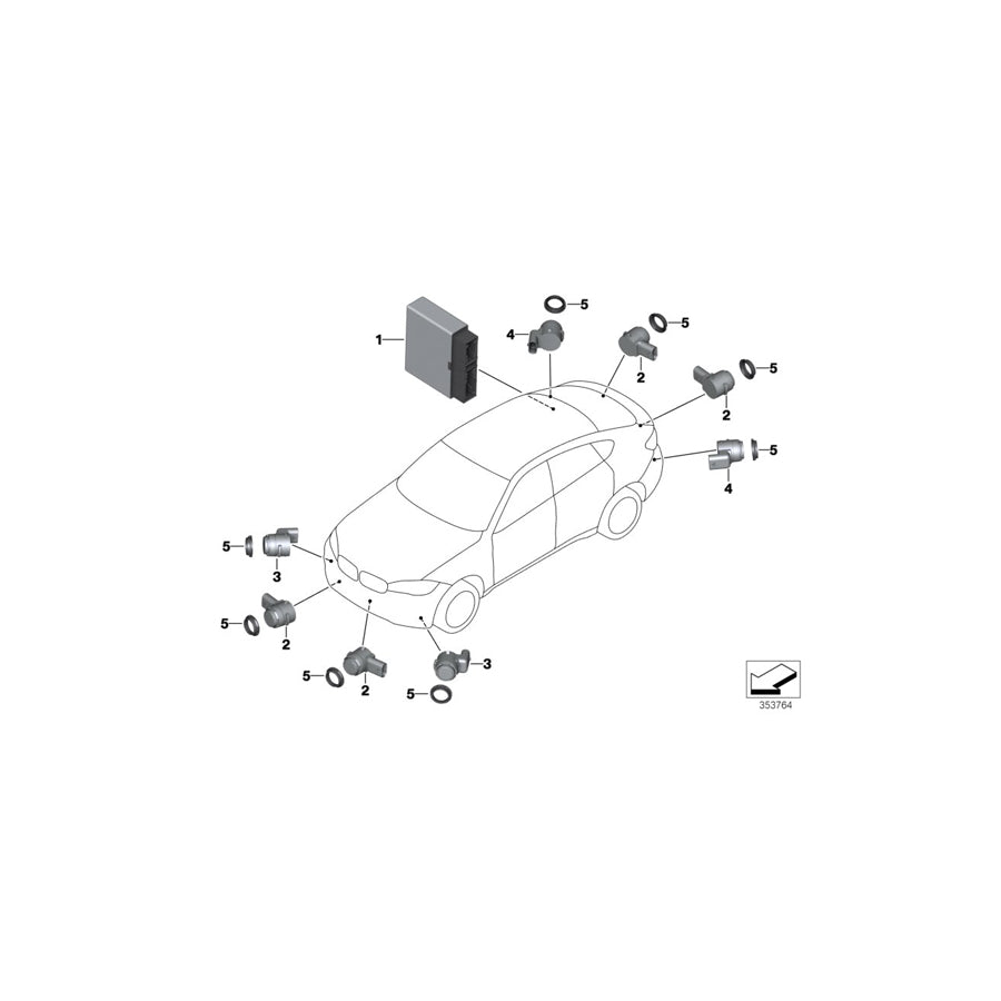 Genuine BMW 66208062272 Ultrasonic Sensor, Silverstone WA29 (Inc. X6 M) | ML Performance EU
