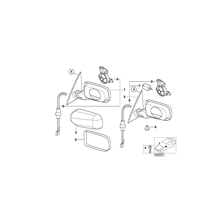Genuine BMW 51168245131 E46 Heated Outside Mirror, Left (Inc. 316i, 320d & 330i) | ML Performance EU Car Parts