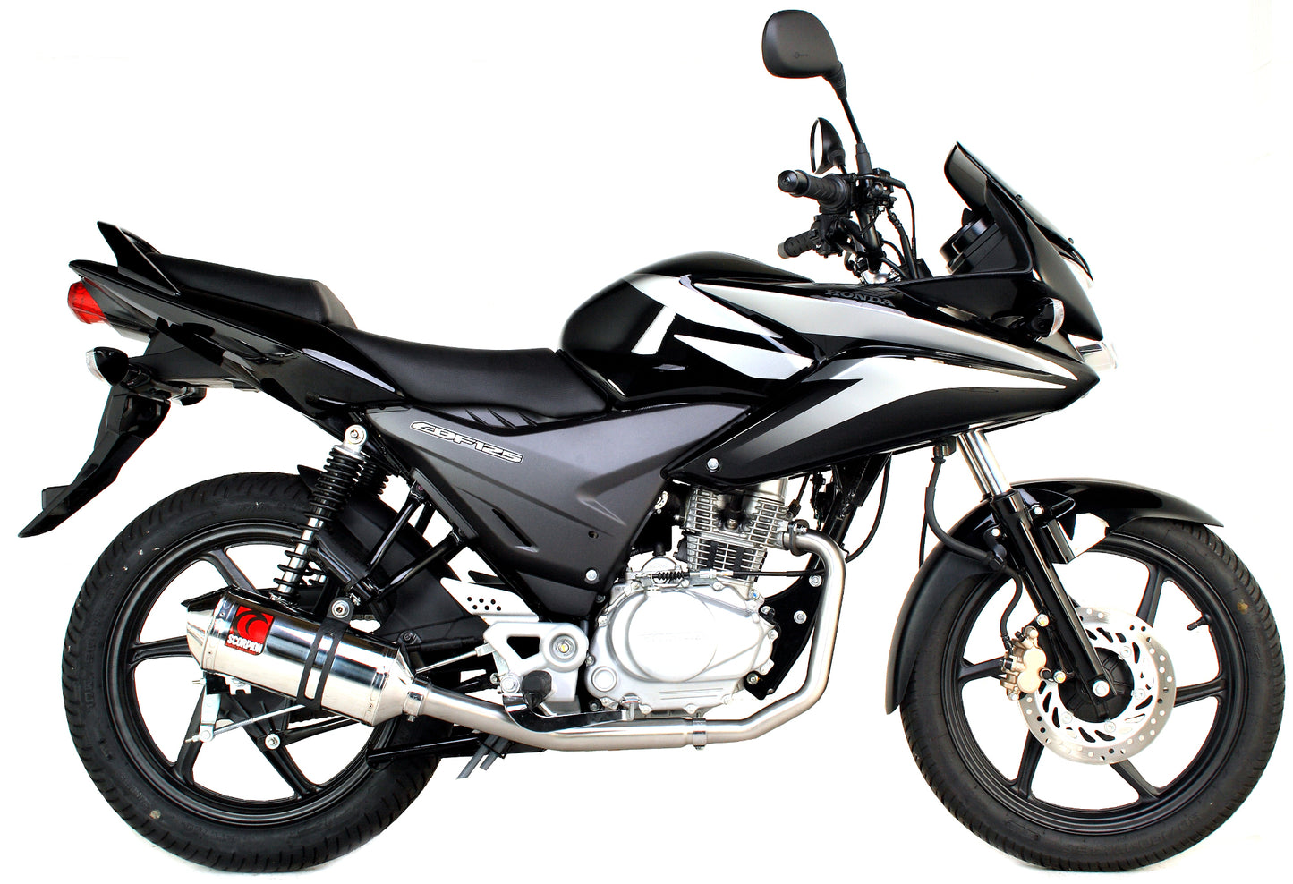 Scorpion EHA107SEO Honda CBF125 Factory Oval Full System - Polished Stainless Steel Sleeve | ML Performance EU EU