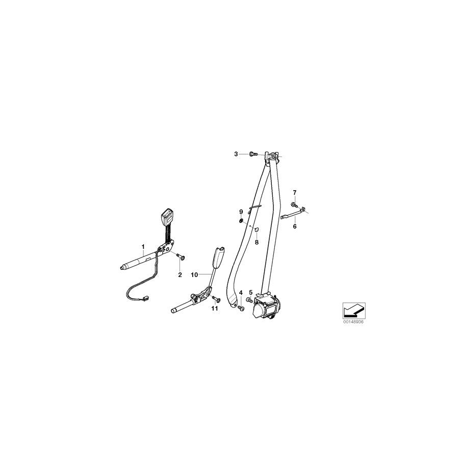 Genuine BMW 72119117237 E61 E60 Anchor Fitting Pretensioner, Left (Inc. 525xi, 530xi & 525i) | ML Performance EU Car Parts