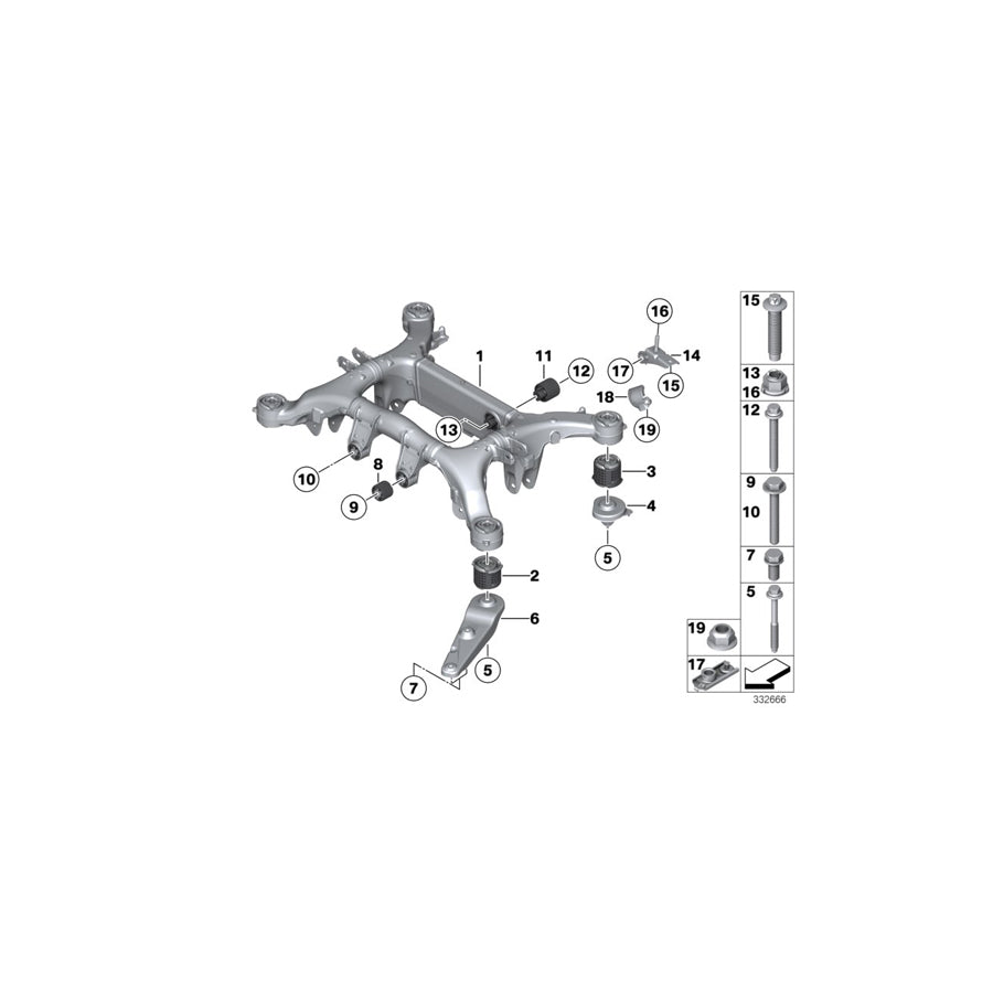 Genuine BMW 33316799103 F13 F10 F11 Rear Axle Carrier (Inc. 535iX, 535dX & 550iX) | ML Performance EU