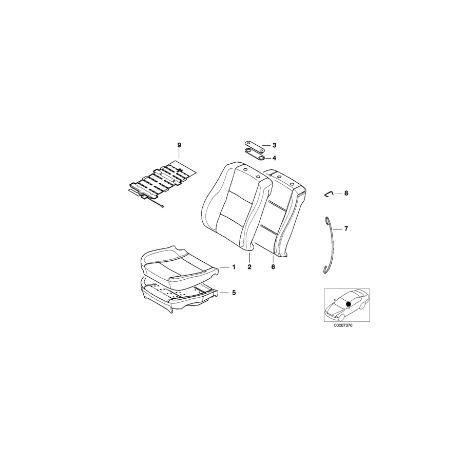Genuine BMW 52108251087 E39 E38 Cover Backrest Cloth F4AT ANTHRAZIT (Inc. 525td, 728iL & 735iL) | ML Performance EU Car Parts