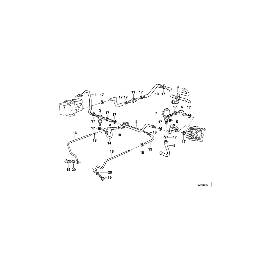 Genuine BMW 64218391307 E34 Water Hose (Inc. 530i & 540i) | ML Performance EU Car Parts