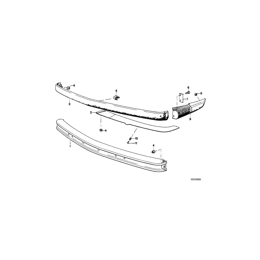 Genuine BMW 51111880444 E12 Bumper Front Right (Inc. & 528i) | ML Performance EU Car Parts