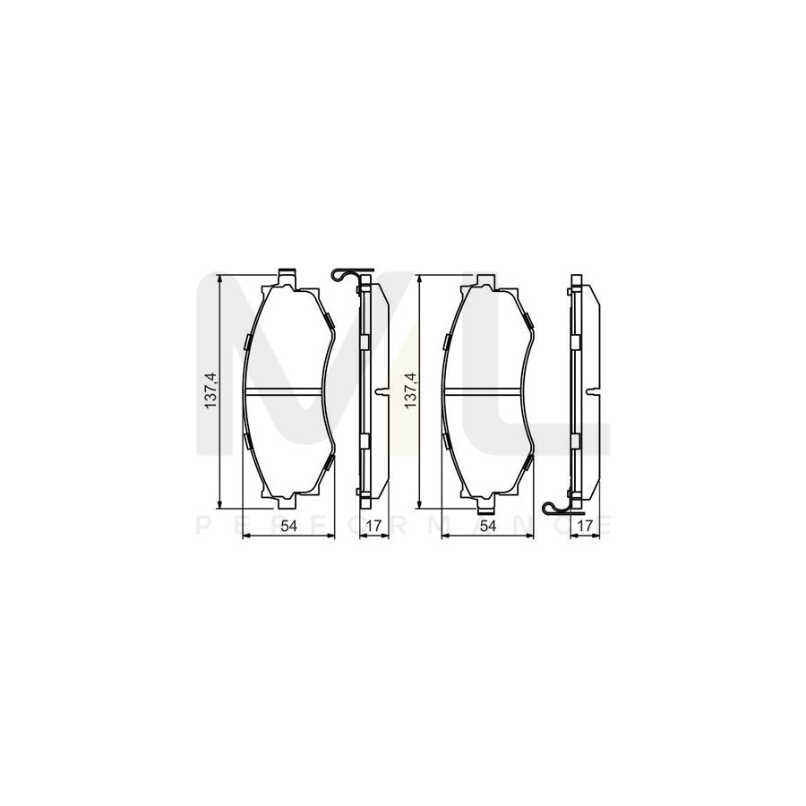 Bosch 0986494571 Brake Pad Set With Acoustic Wear Warning, With Anti-Squeak Plate BP1492 | ML Performance Car Parts