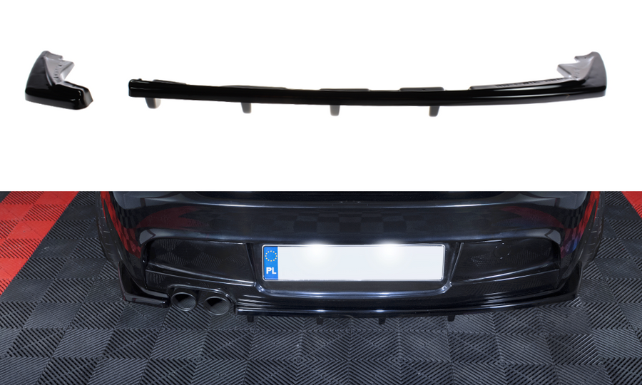 Maxton Design BM-1-81F-MPACK-RSD2+RSD1T Central Rear Splitter (with vertical bars) BMW Series 1 E81 / E87 M-Pack Facelift | ML Performance EU Car Parts