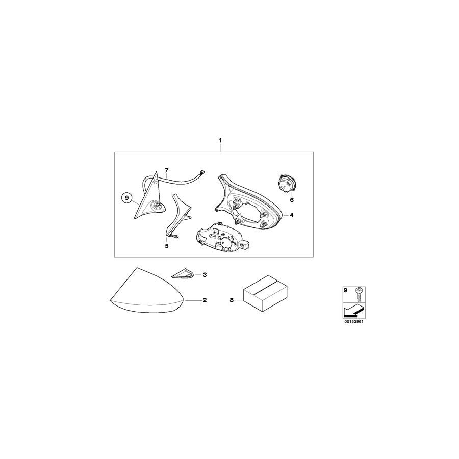 Genuine BMW 51168050425 E90 Heated Outside Mirror, Left GLANZSCHWARZ (Inc. & M3) | ML Performance EU Car Parts