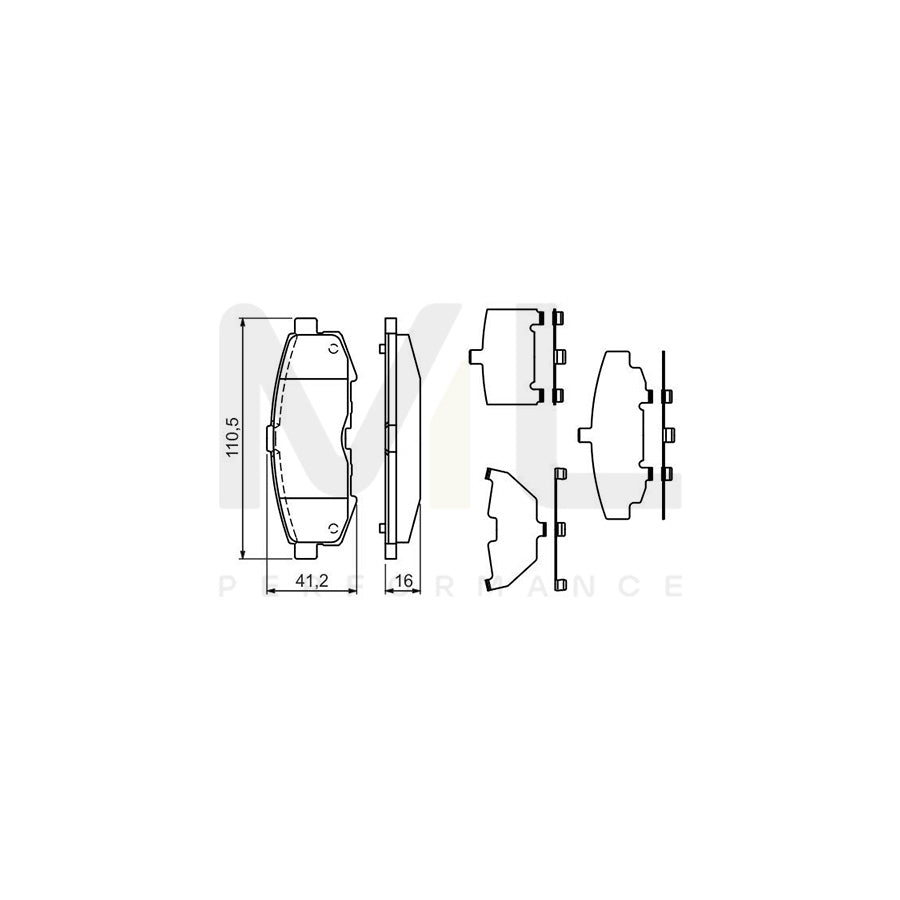 Bosch 0986494319 Brake Pad Set For Mazda Mpv Ii (Lw) With Anti-Squeak Plate, With Mounting Manual BP1209 | ML Performance Car Parts